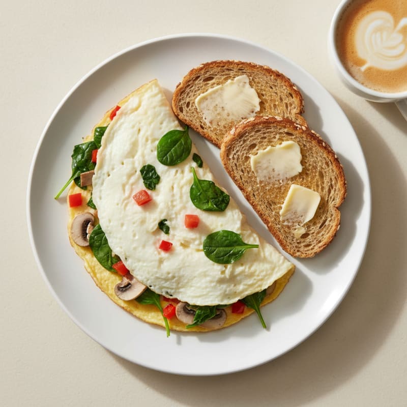 Egg White Veggie Omelette with Whole Grain Toast and Butter