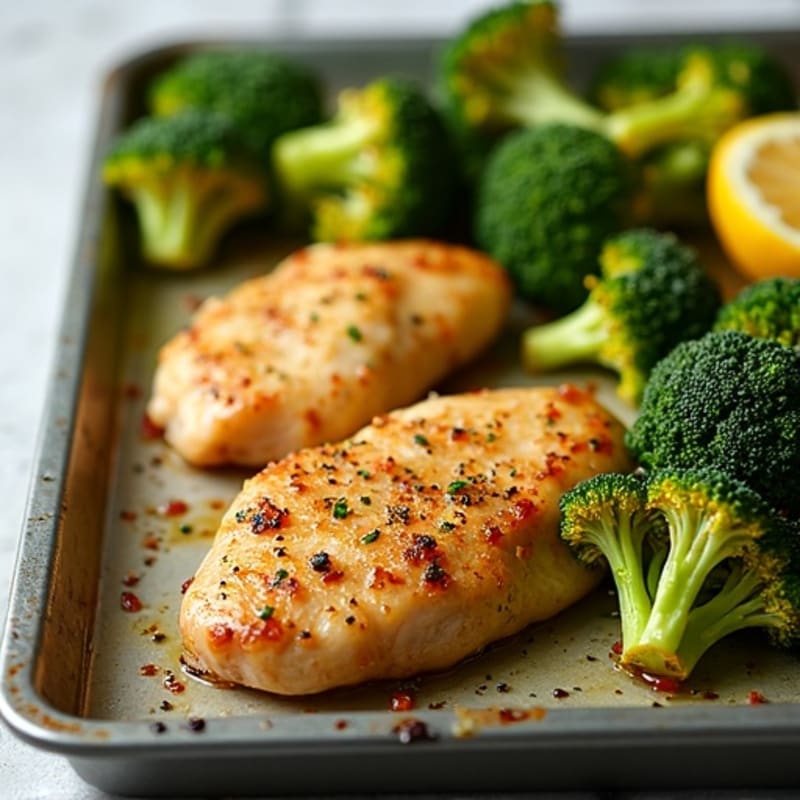 Sheet Pan Lemon Garlic Chicken and Roasted Broccoli