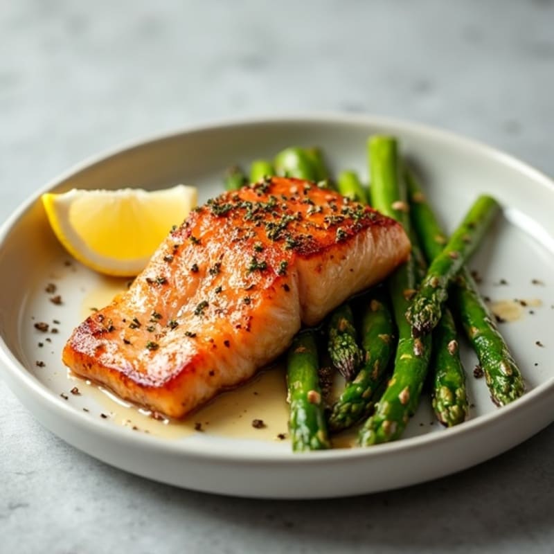 Crispy Pan-Seared Salmon with Roasted Asparagus