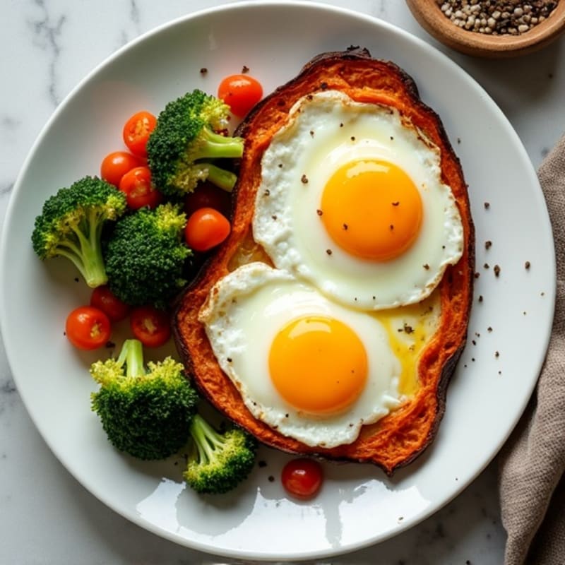 Sheet Pan Eggs with Roasted Sweet Potato and Broccoli