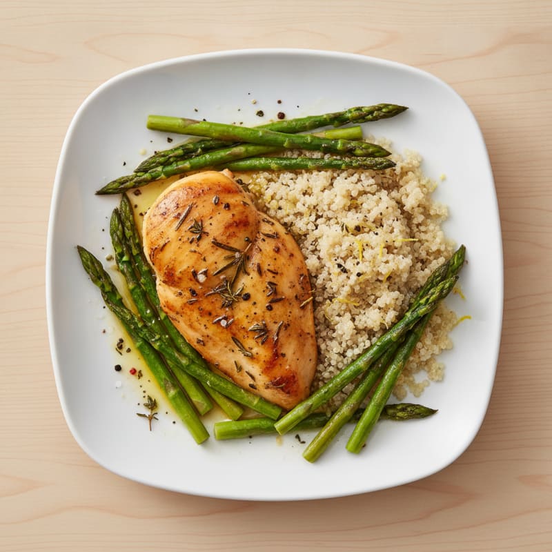 Lemon Herb Roasted Chicken Breast with Asparagus