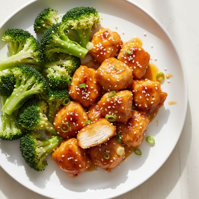 Crispy Orange Chicken with Zesty Broccoli