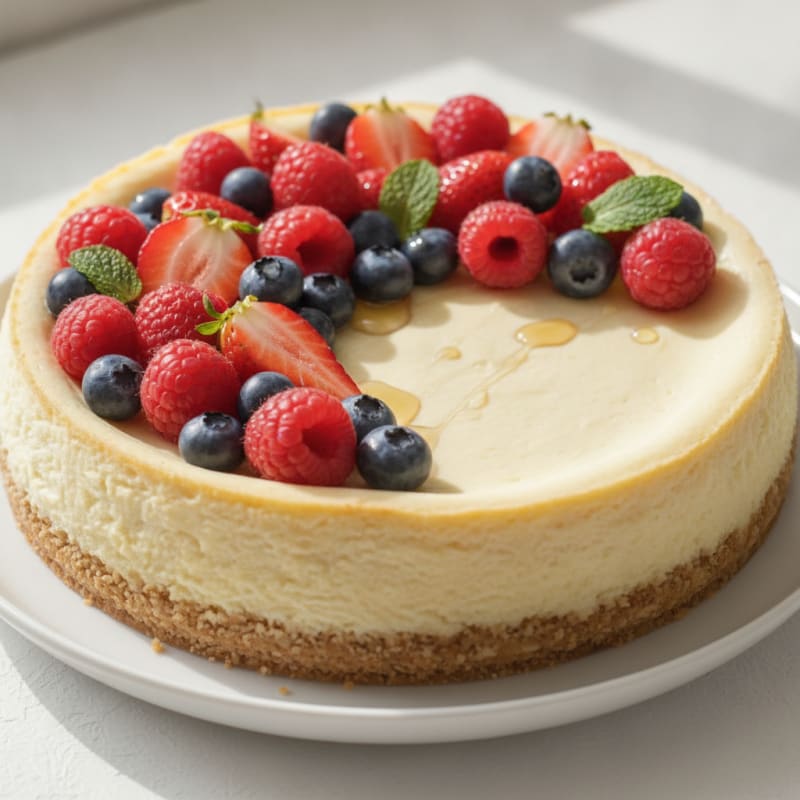 Creamy Greek Yogurt Protein Cheesecake with Fresh Berries