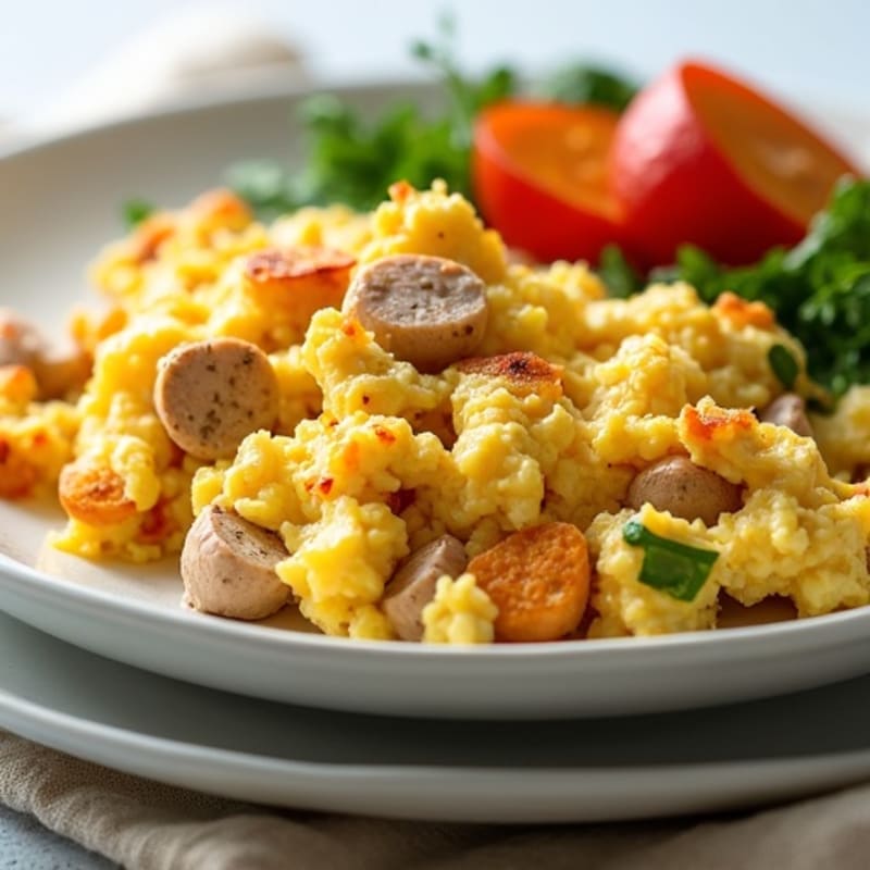 Cottage Cheese and Egg Scramble with Roasted Sweet Potatoes