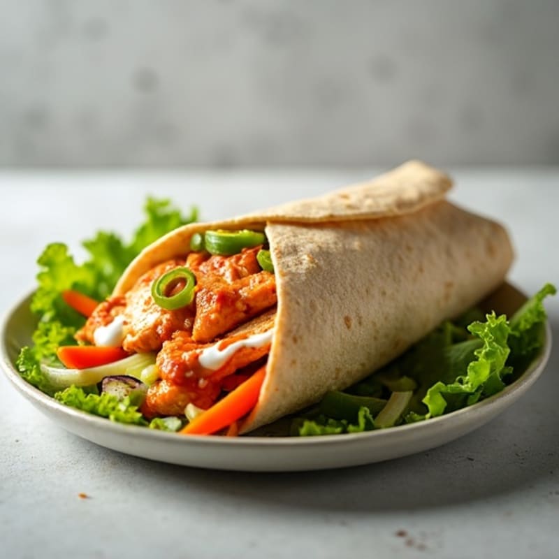 Spicy Buffalo Chicken Wrap with Fresh Crunchy Veggies