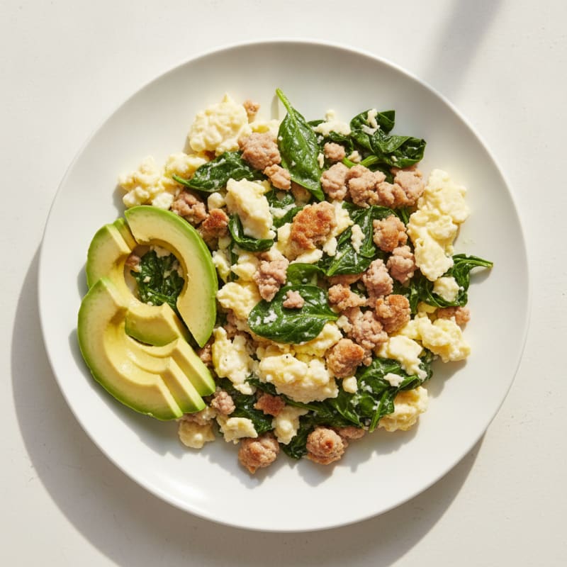 Egg White Scramble with Lean Turkey and Spinach