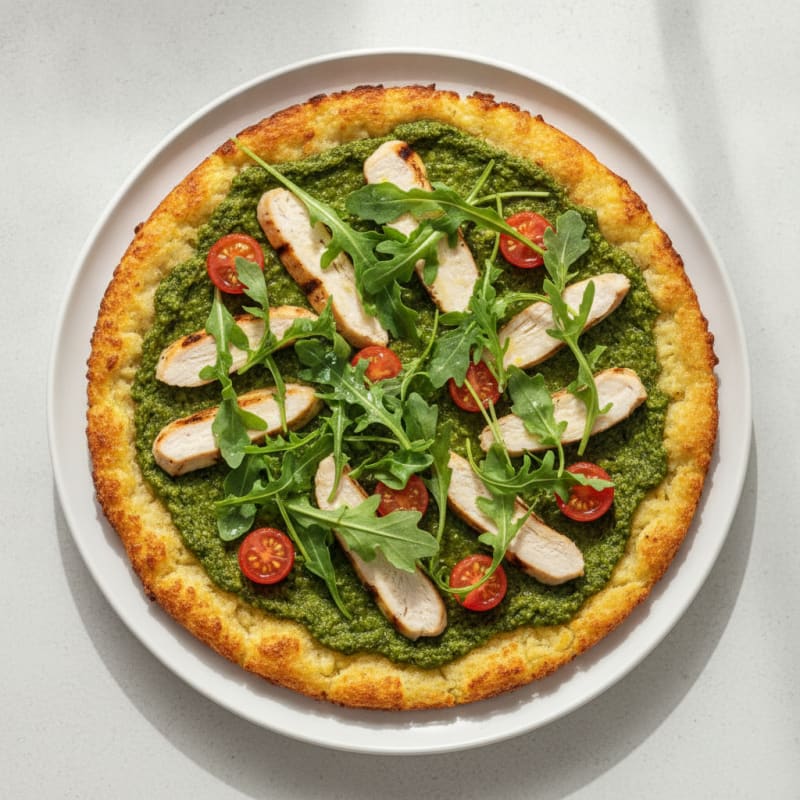 Cauliflower Crust Pizza with Dairy-Free Pesto