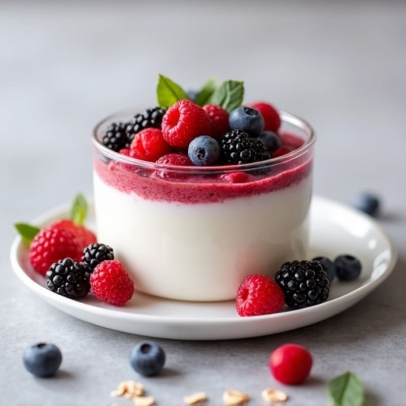 Greek Yogurt Protein Pudding with Mixed Berries