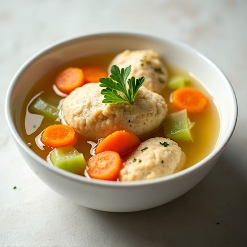 Tender Chicken and Vegetable Soup with Fluffy Herb Dumplings