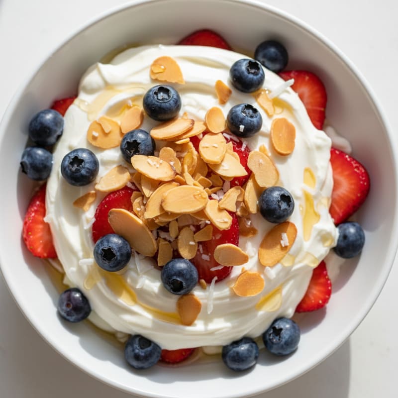 Creamy Greek Yogurt Parfait with Berries and Almonds