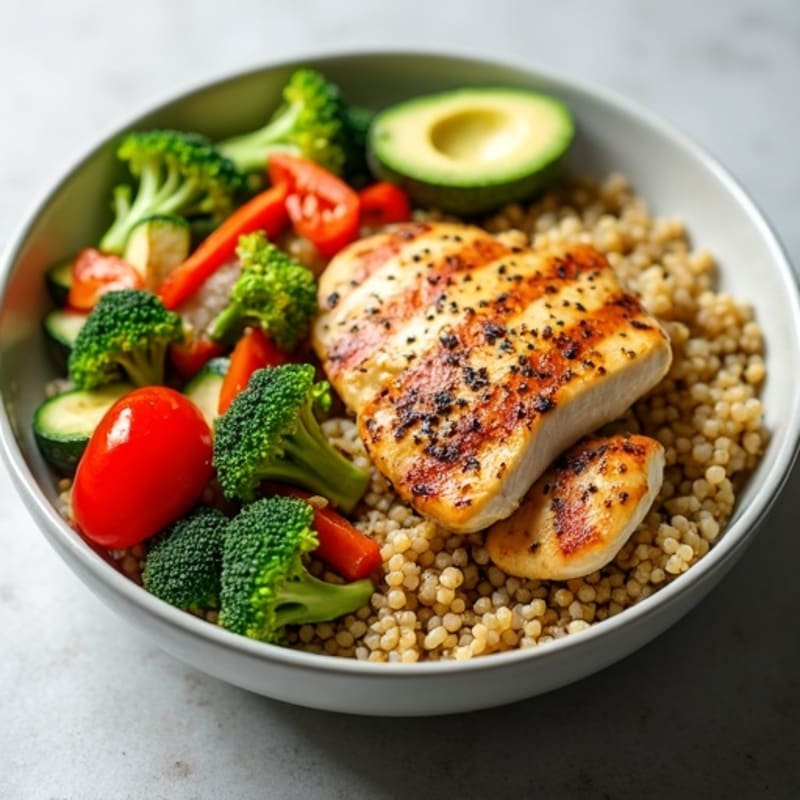 Grilled Chicken and Quinoa Power Bowl with Roasted Vegetables