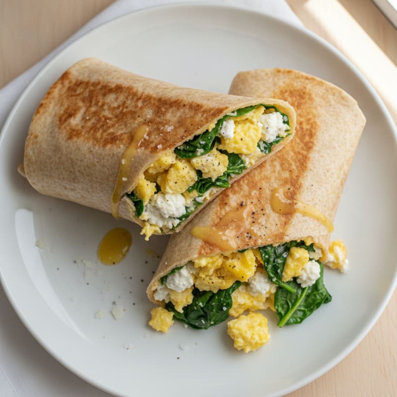 Spinach Parmesan Egg Breakfast Wrap