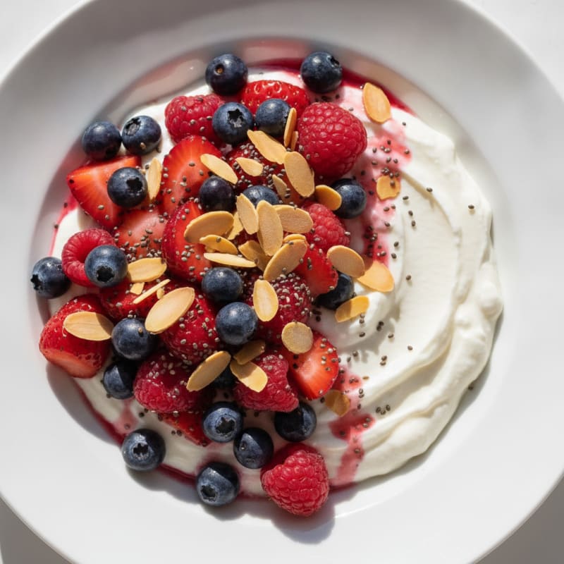 Silky Greek Yogurt Protein Pudding with Mixed Berries