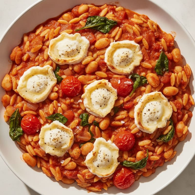 Goats Cheese and Tomato Baked Orzo