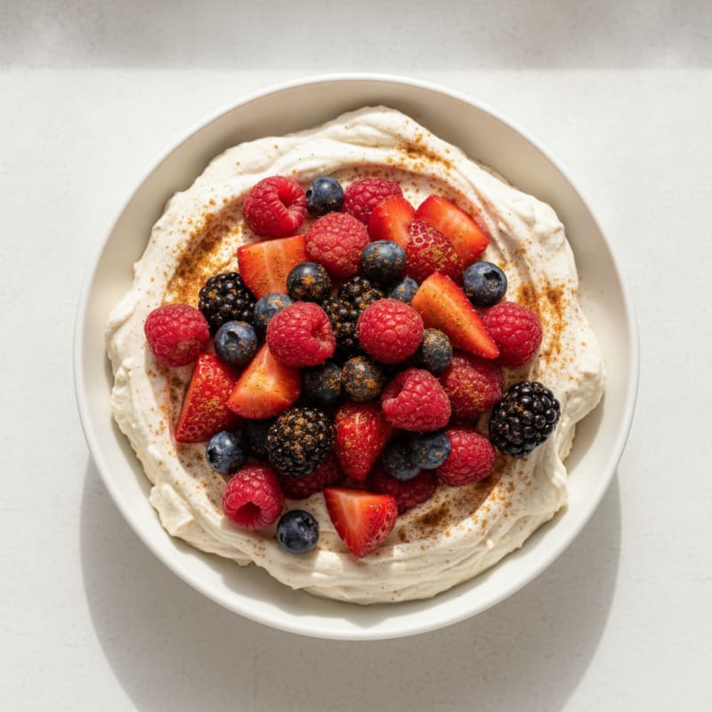 Greek Yogurt Protein Mousse with Mixed Berries