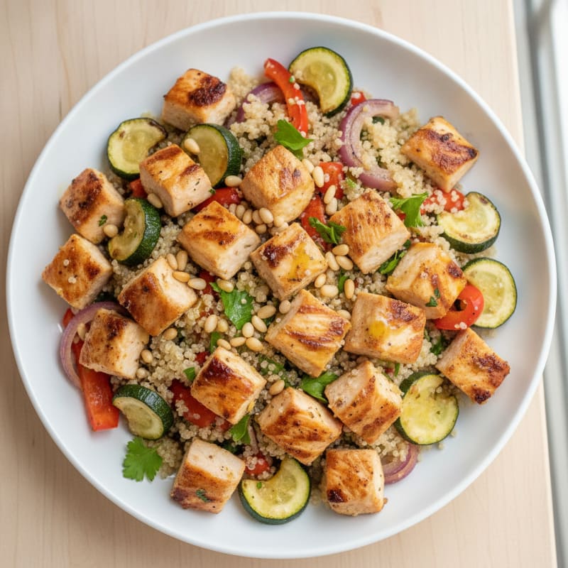 Grilled Chicken and Quinoa Bowl with Roasted Vegetables