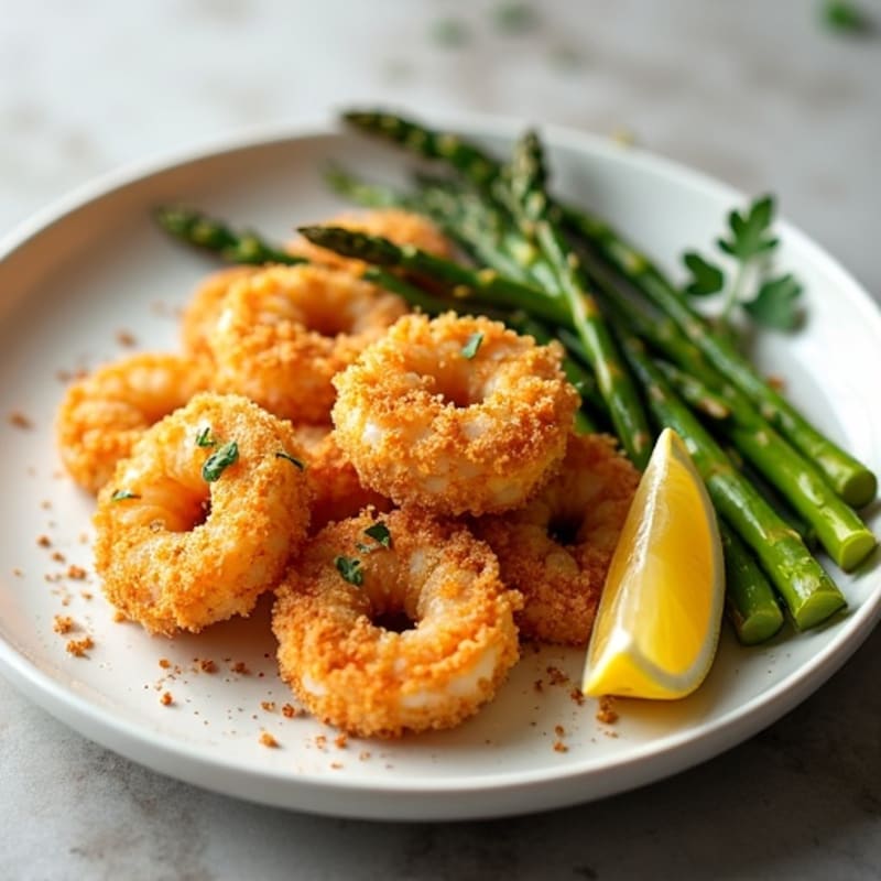 Crispy Baked Panko Shrimp with Roasted Asparagus