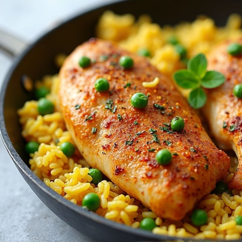 Saffron-Spiced Chicken and Yellow Rice Skillet