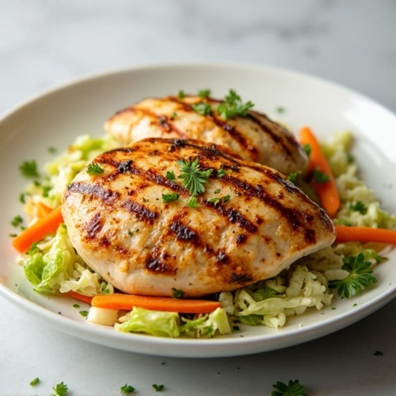 Grilled Chicken Breast with Crunchy Cabbage Slaw