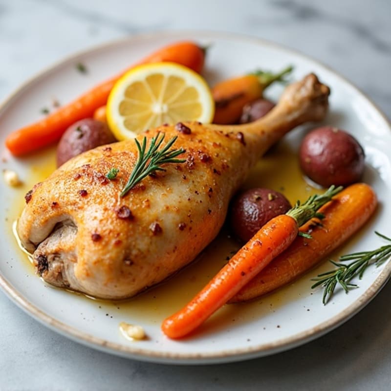 Crispy Lemon Herb Roasted Chicken with Roasted Root Vegetables