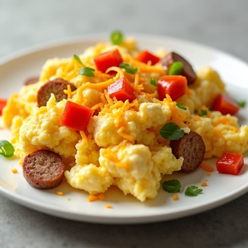 Cheesy Egg White and Chicken Sausage Scramble