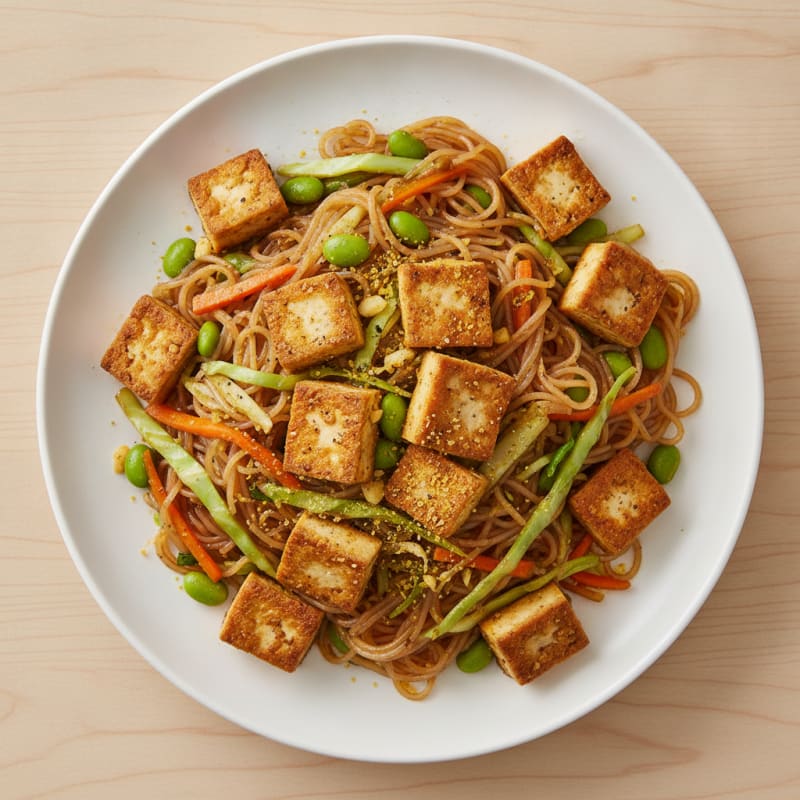 Tofu Pancit Noodle Stir-Fry with Vegetables