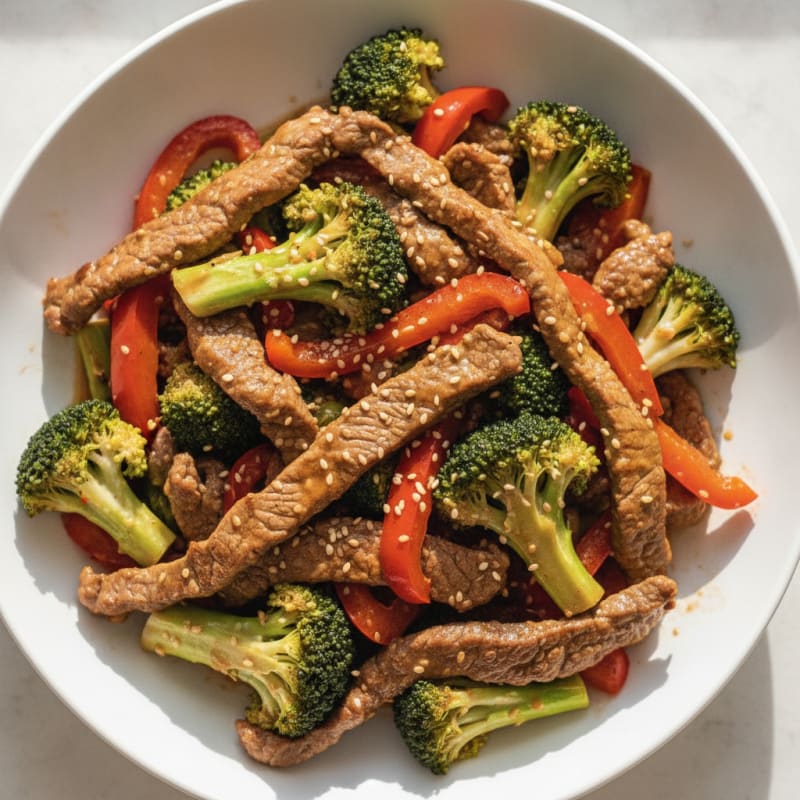 Lean Beef Stir-Fry with Broccoli and Bell Peppers