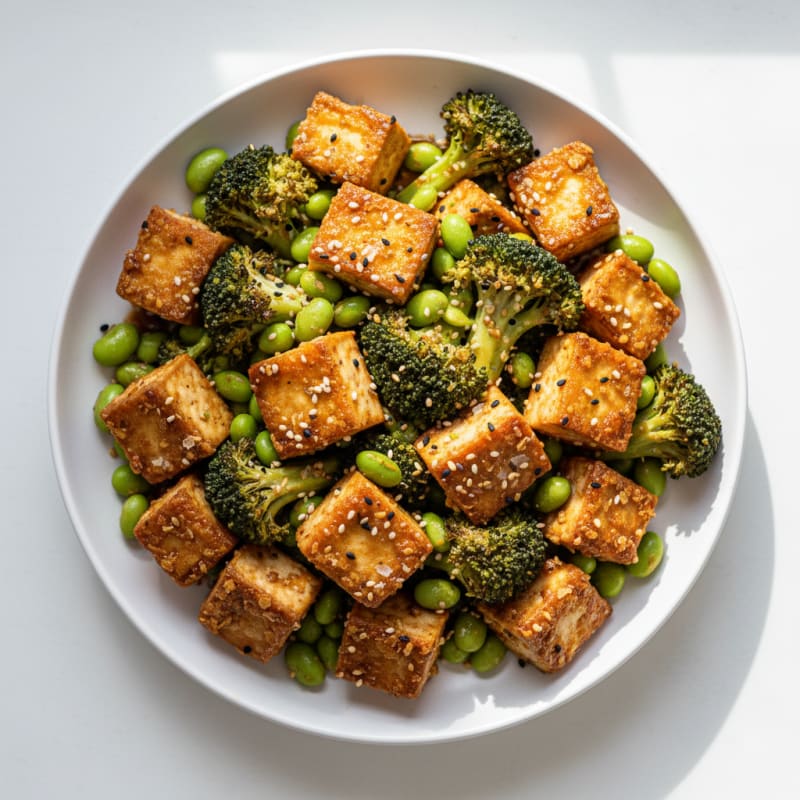 Crispy Sesame Soy Chunks with Broccoli