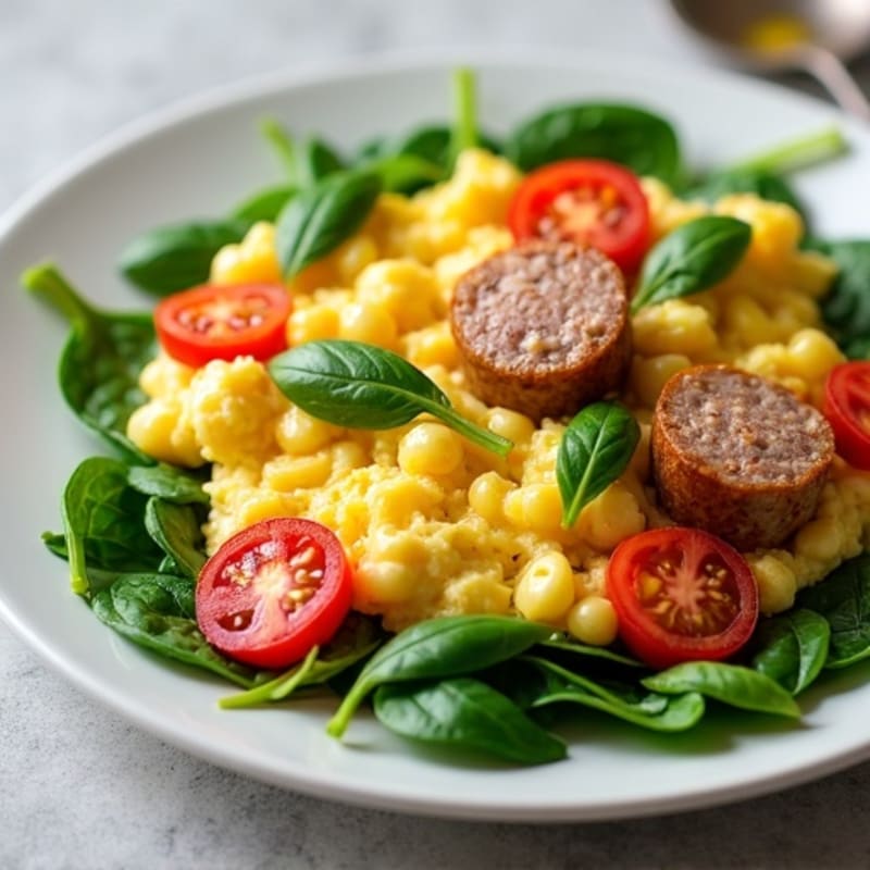 Egg White and Turkey Sausage Scramble with Spinach