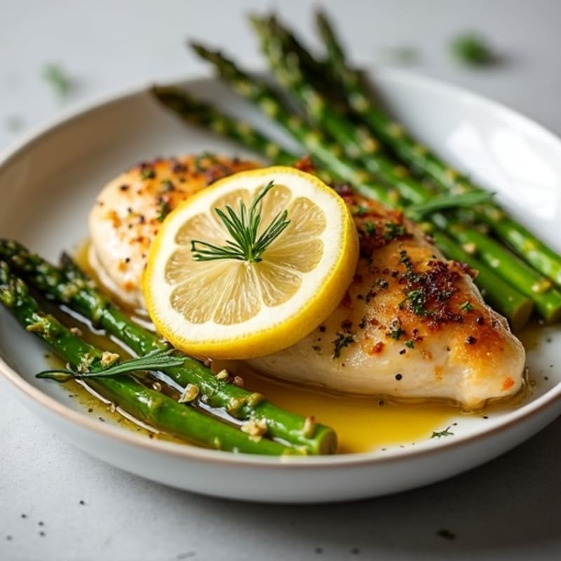 Baked Lemon-Herb Chicken with Roasted Asparagus