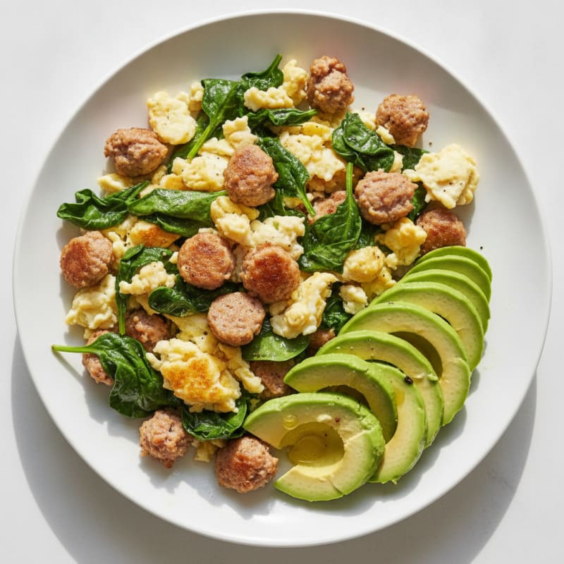 Egg White and Turkey Sausage Scramble with Spinach