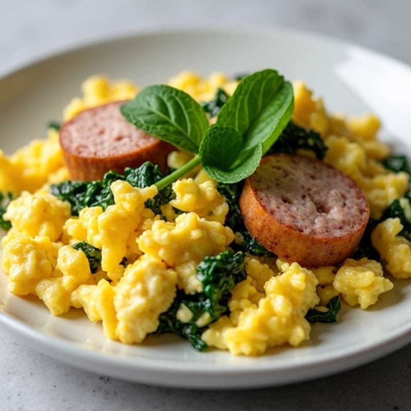 Egg White Scramble with Spinach and Turkey Sausage