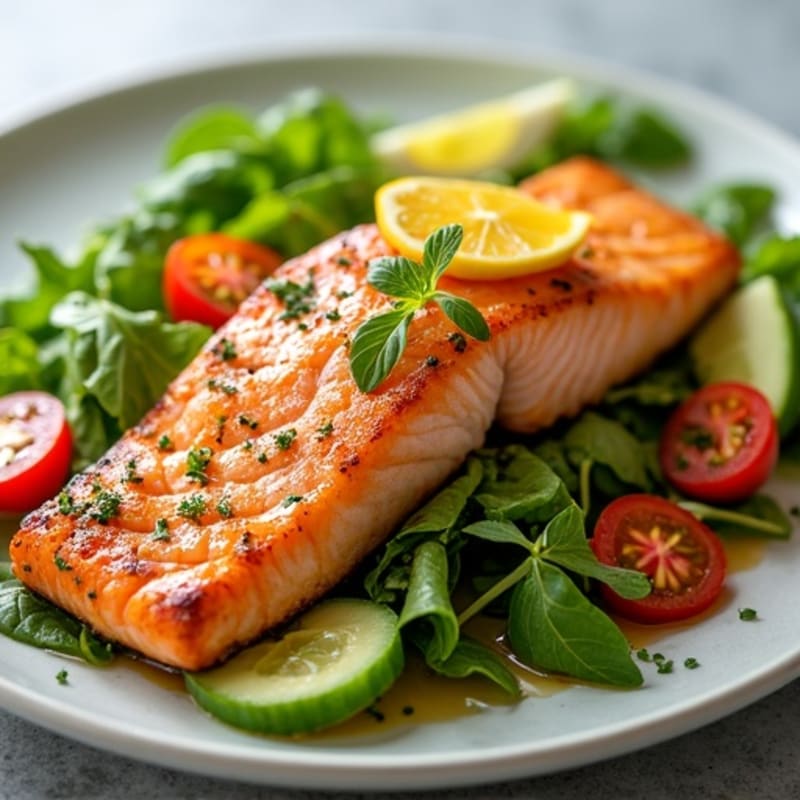 Citrus-Glazed Salmon Garden Salad with Avocado