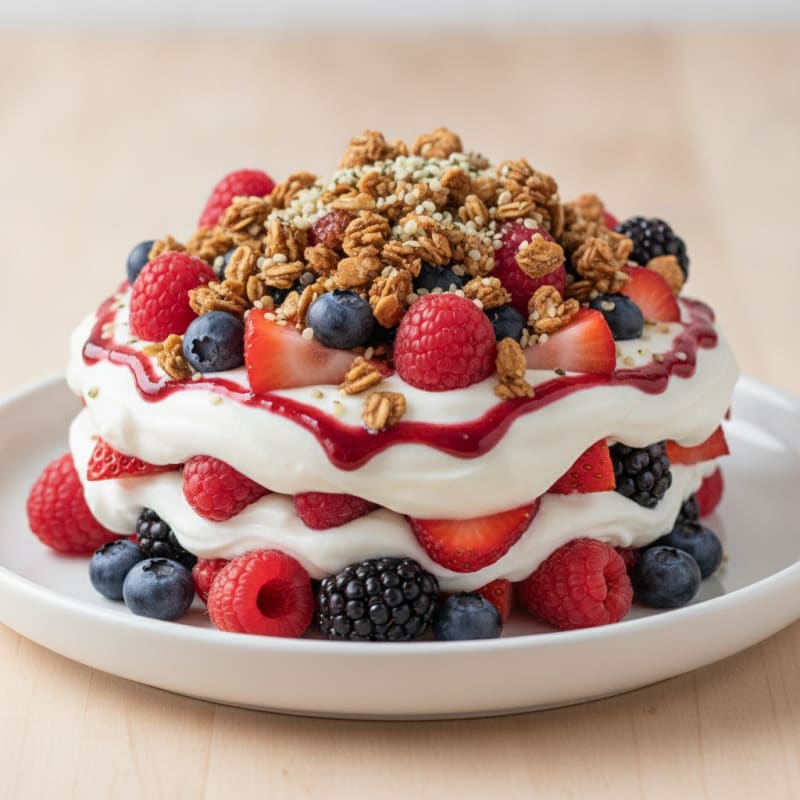 Greek Yogurt Protein Parfait with Mixed Berries