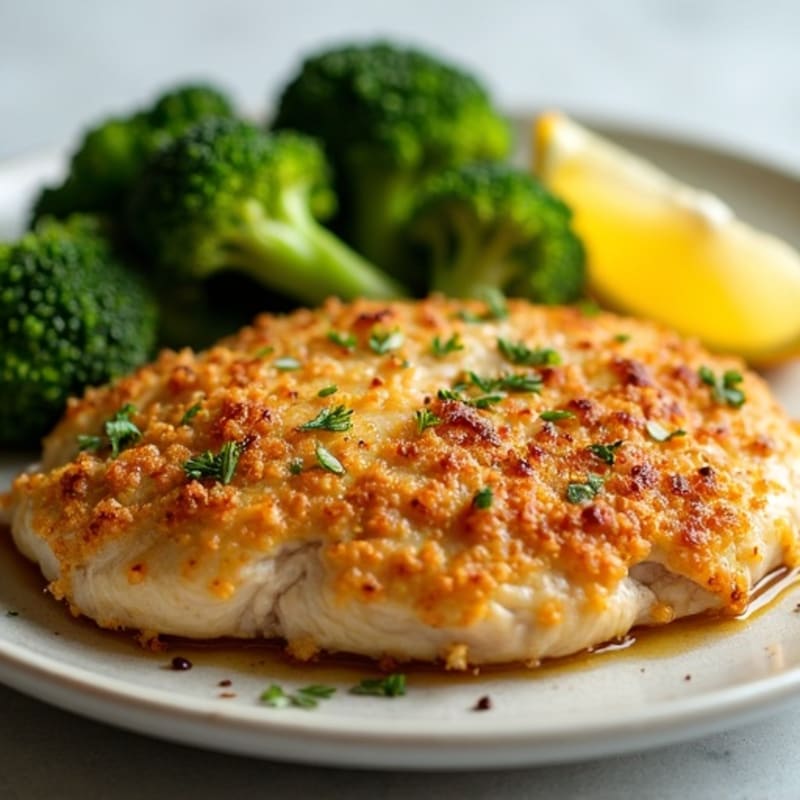Crispy Lemon Garlic Chicken with Roasted Broccoli