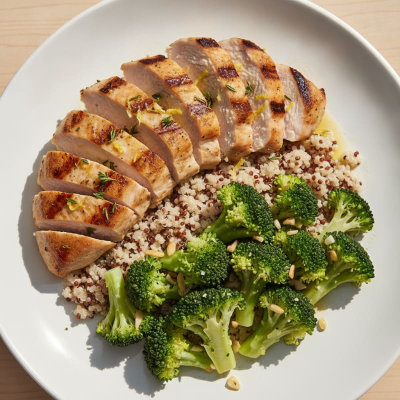 Grilled Turkey Breast with Quinoa and Steamed Broccoli