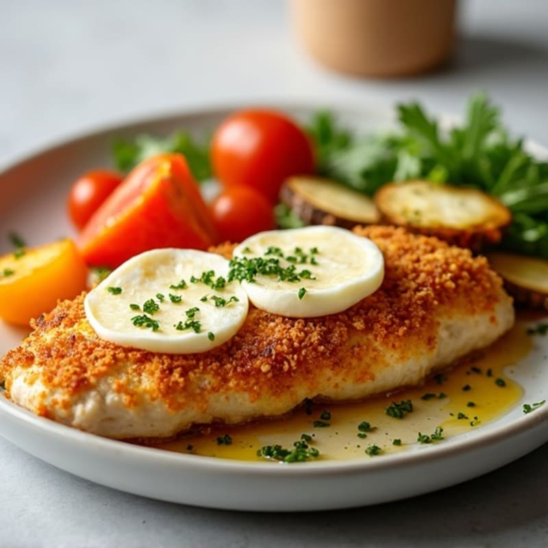 Healthy Crispy Chicken Parmesan with Roasted Vegetables