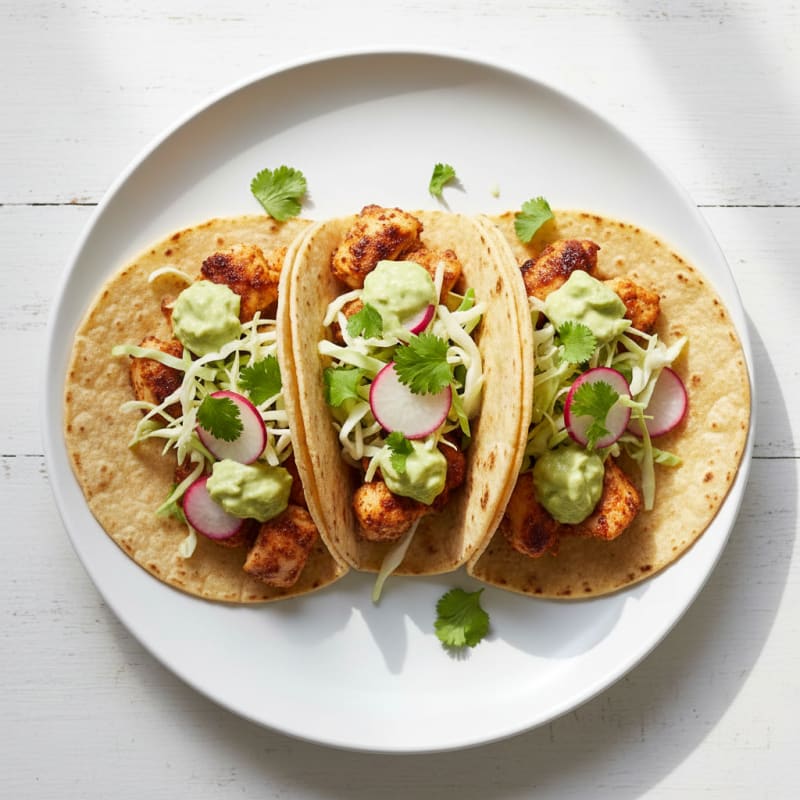 Chicken Street Tacos with Avocado Crema
