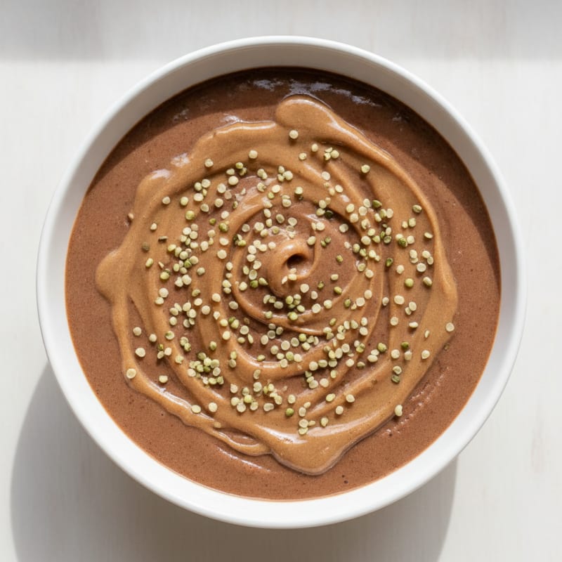 Chocolate Protein Smoothie Bowl with Almond Butter and Hemp Seeds