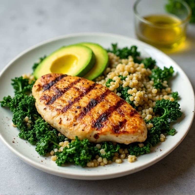 Grilled Chicken Breast with Kale and Quinoa Salad