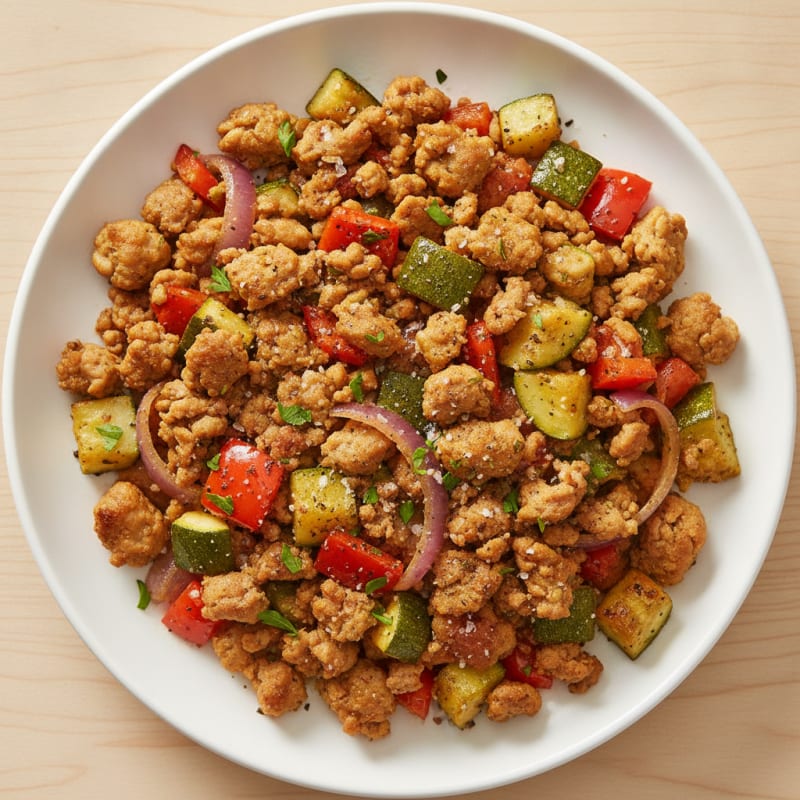 Savory Turkey Crumble with Roasted Vegetables