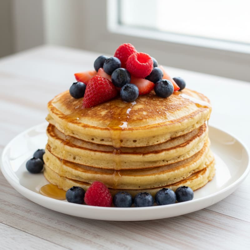 Fluffy Golden Buttermilk Pancake Stack