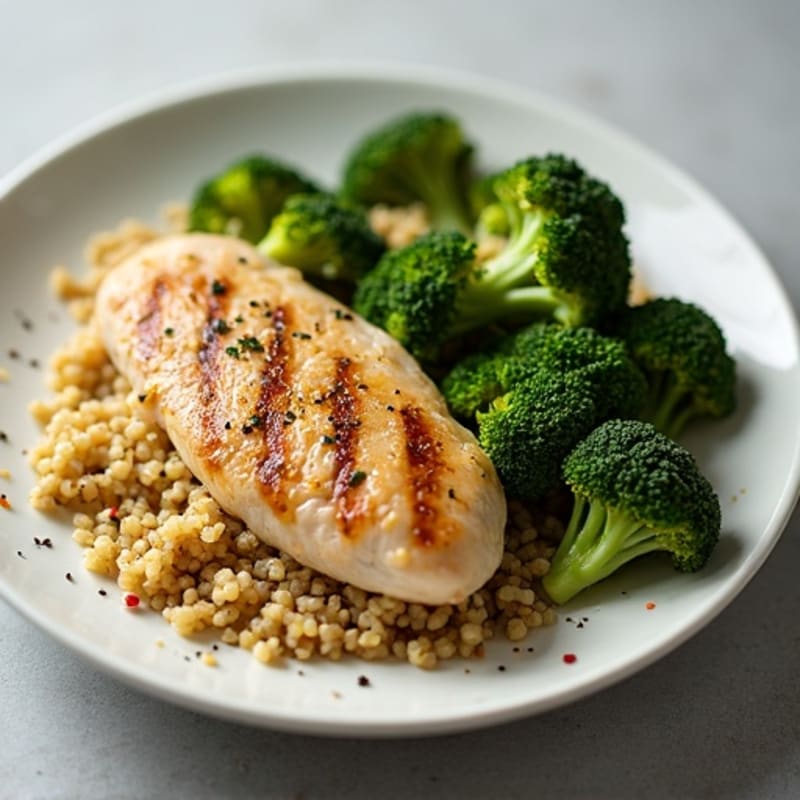 Grilled Chicken Breast with Roasted Broccoli and Quinoa