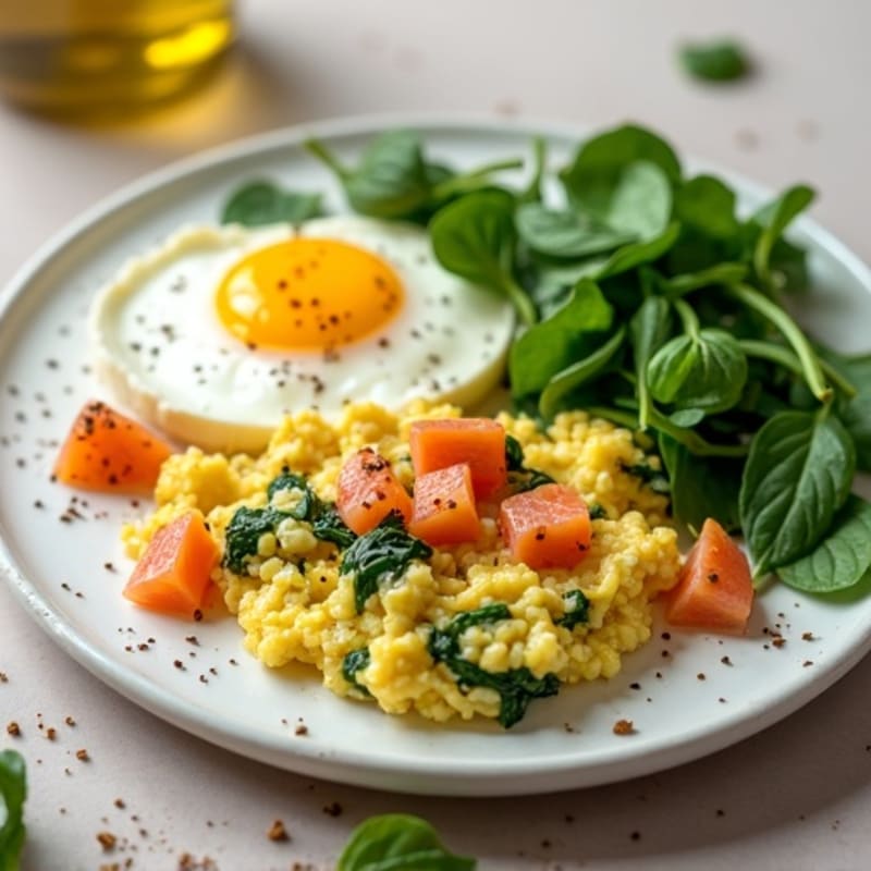 Cottage Cheese Scramble with Spinach and Smoked Salmon