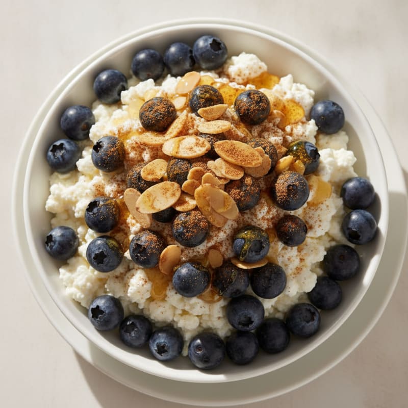 Cottage Cheese Berry Bowl with Sliced Almonds