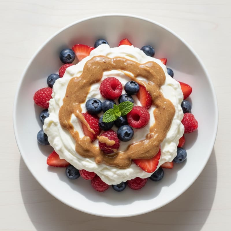 Greek Yogurt Protein Parfait with Mixed Berries and Almond Butter