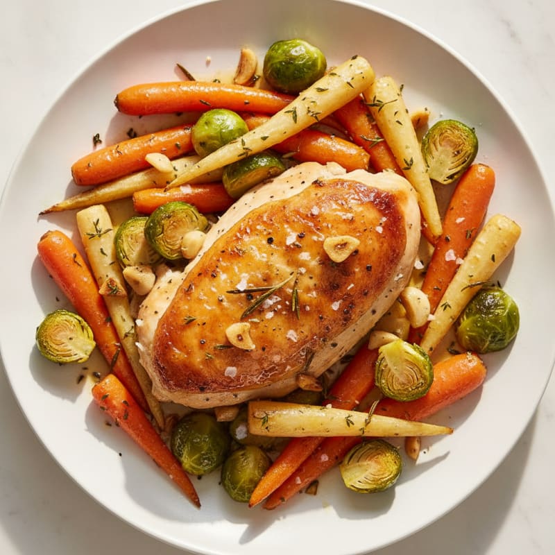 Garlic Herb Roasted Chicken with Root Vegetables