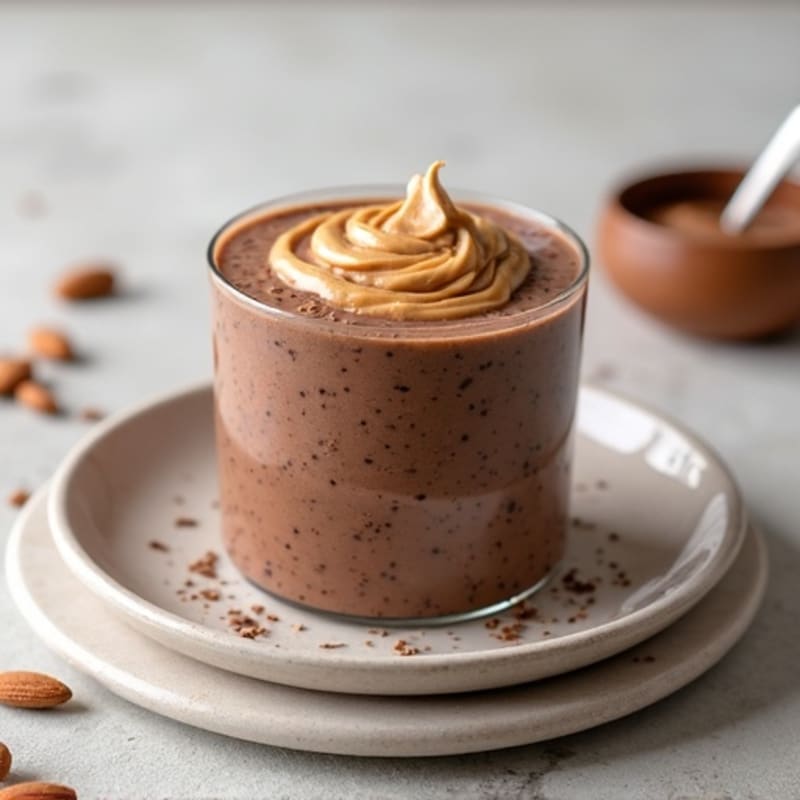 Protein Chocolate Chia Pudding with Almond Butter Swirl