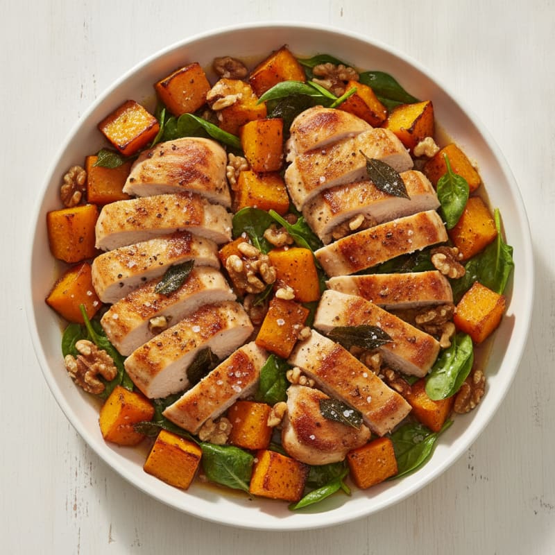 Roasted Pumpkin and Chicken with Sage Brown Butter
