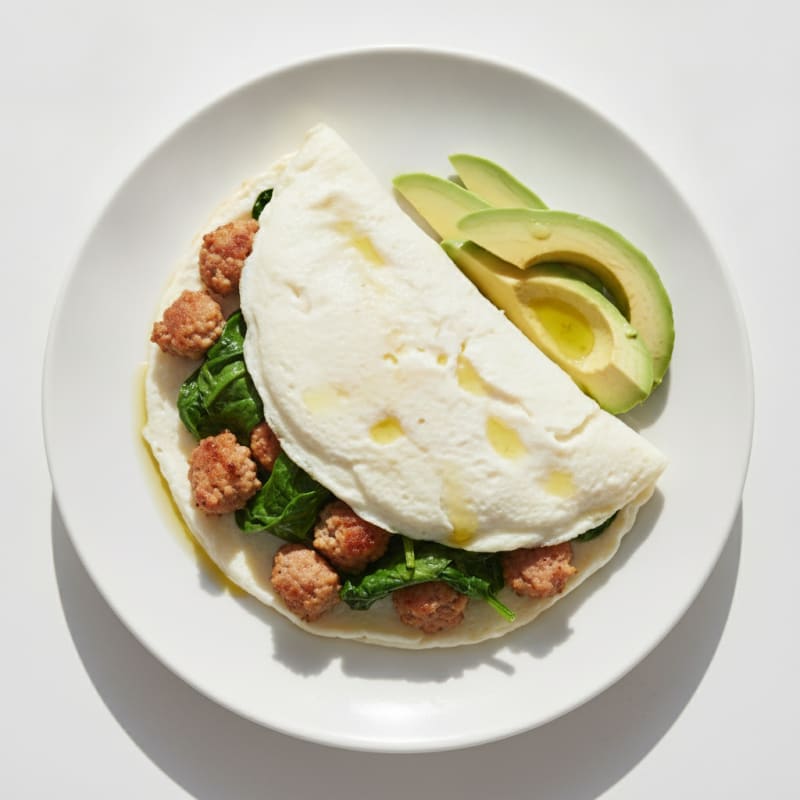 Egg White Omelette with Spinach and Turkey Sausage